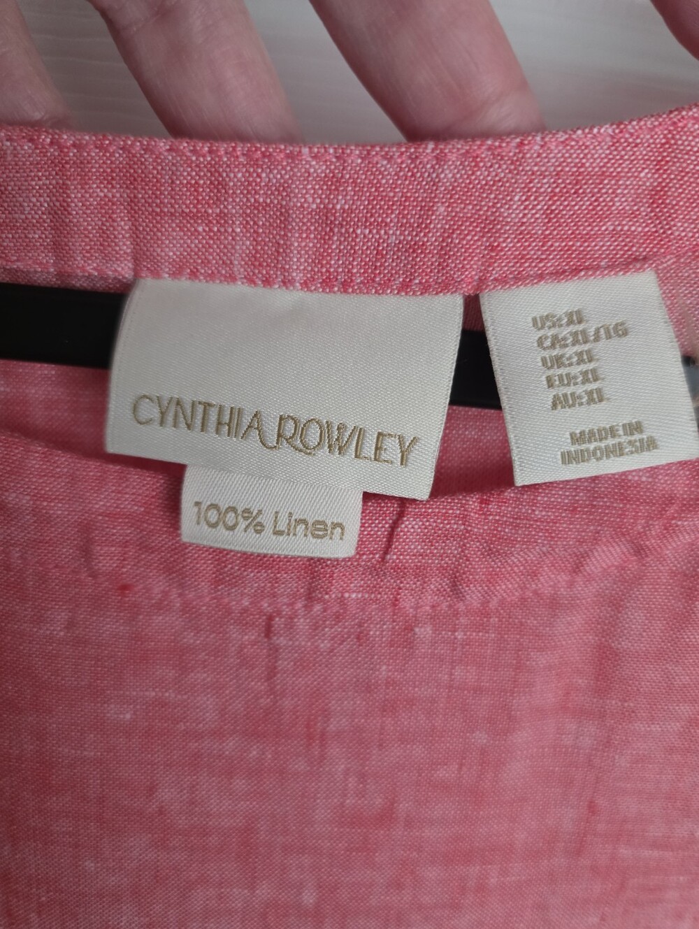 Cynthia Rowley Pink 100% Linen Side Button Short Sleeve Top XL Coastal - Picture 4 of 7